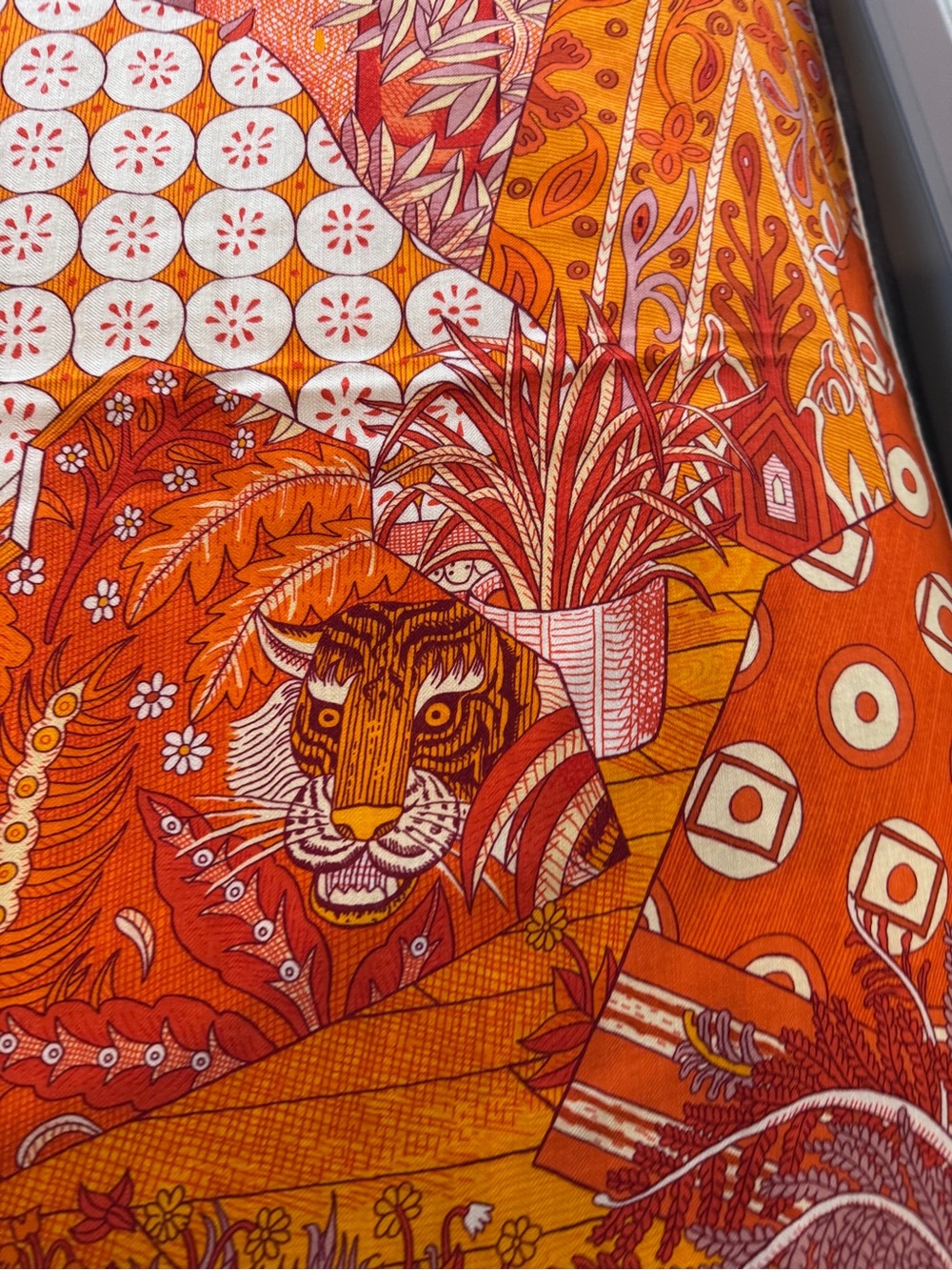 Bold Orange Tiger Print Scarf Hermes Shawl